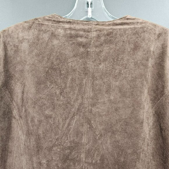 Laura Ashley Nubuck Leather Blazer Jacket L Brown Beaded Sequin Embroidered New - Picture 11 of 13